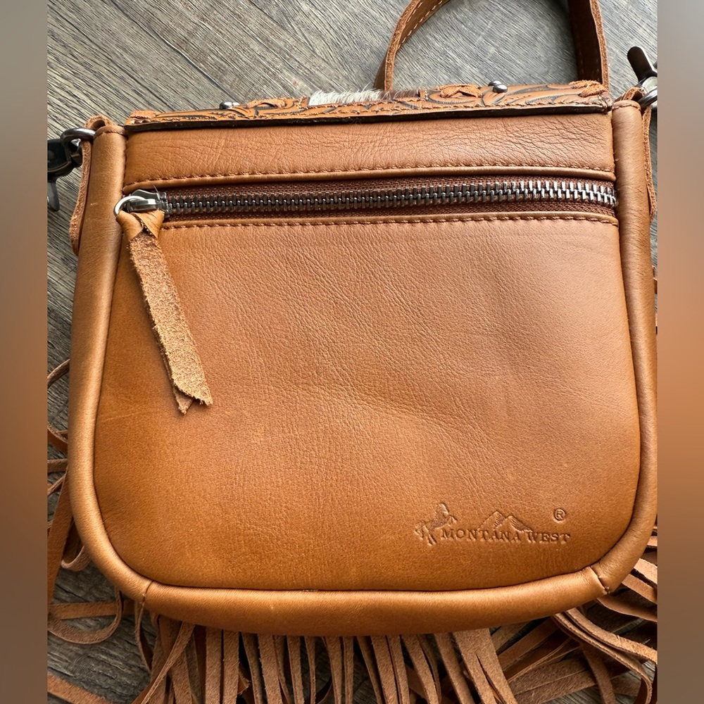 Montana West Cowhide & Fringe Crossbody Bag - Picture 4 of 5